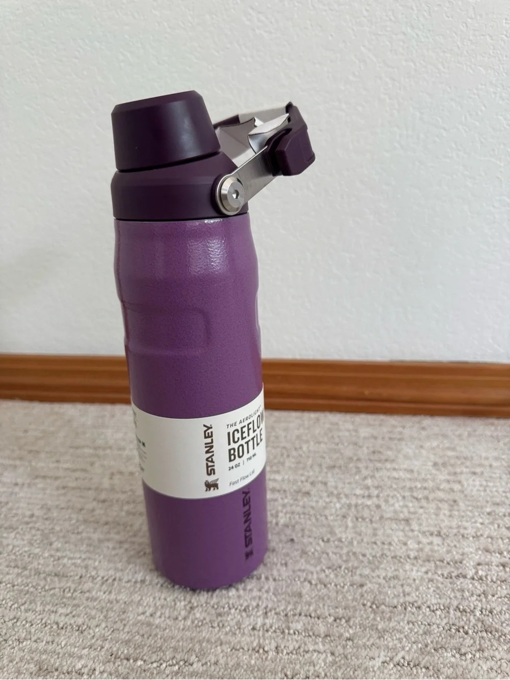 New Stanley Plum 24oz IceFlow Aerolight Fast Flow Water Bottle - Stainless